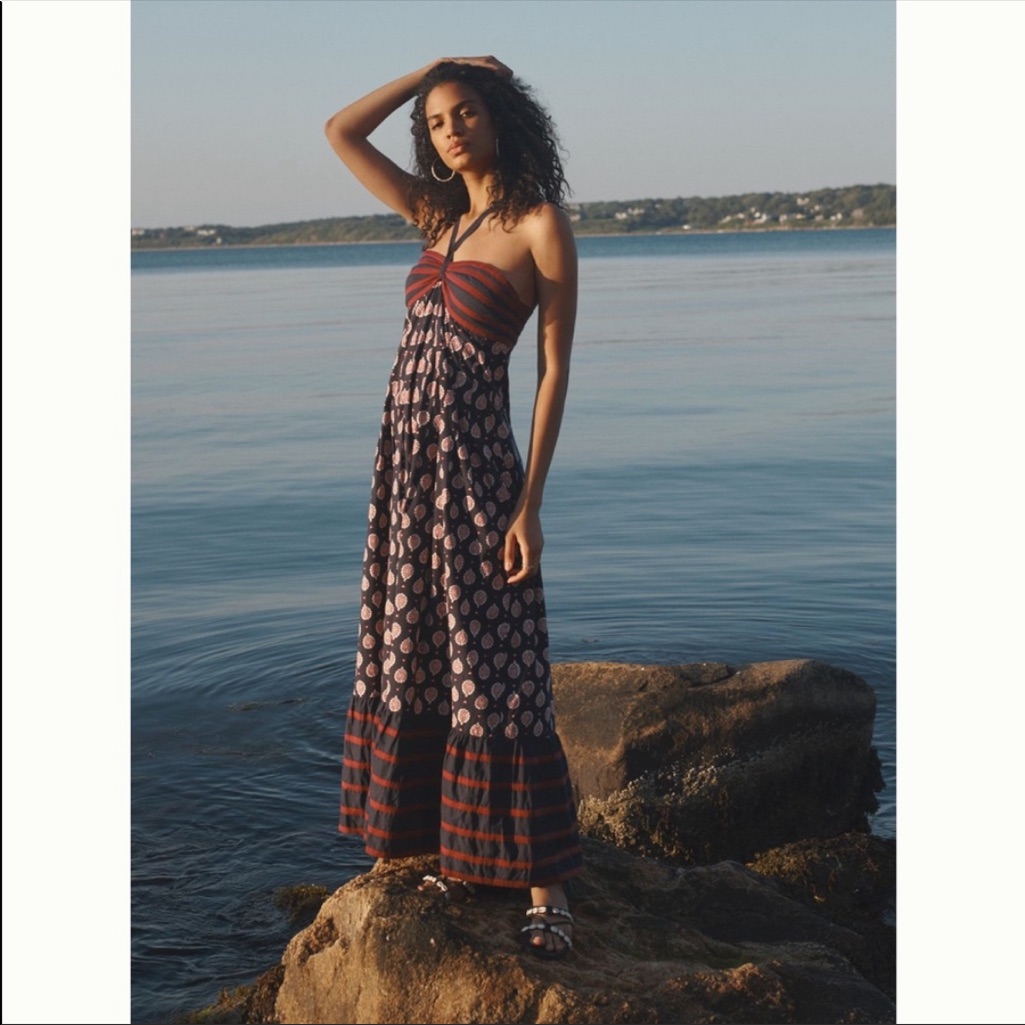 Like New (Worn X2) Anthropologie Zosime Halter Printed Maxi Dress